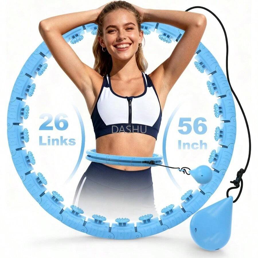 con Peso para Pérdida de Peso en Adultos, Aro Fitness Infinito de 26 Eslabones (56 Pulgadas), Ideal para Mujeres Adultas - azul - Ver 1