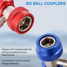 R134a快速接头适配器，可调式R134a适配器快速连接器，用于汽车空调系统充注，高压和低压1/4英寸SAE连接器套装 - A - 查看 6