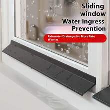[Waterproof | No-Drill] Waterproof | No-Drill Sliding Window Barrier - Heavy-Duty TPE Outdoor Drainage System, Backflow Design, Easy Adhesive Install, Black Rainwater Panel - Black - View 8