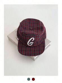 1pc Soft Top Flat Bill Hat, Retro Skateboard 5-Panel Cap, Women Camouflage Brim Hat, BiteBerry Original New American Letter Contrast Color Corduroy Plaid Baseball Cap, Unisex Corduroy Plaid Fashion Simple Casual Sun Hat, Outdoor Street Skater Hippie Chicks Style Cap IDKH - 標誌棒球帽 - 查看 5