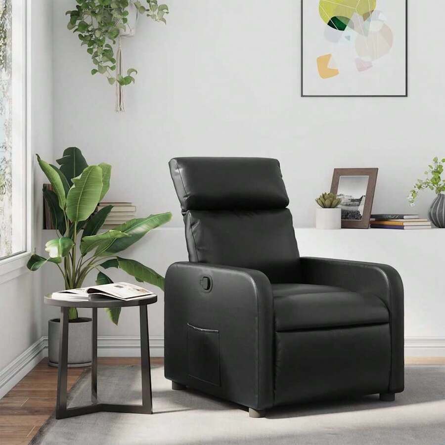vidaXL Relaxsessel Schwarz Kunstleder - Schwarz - Übersicht 1
