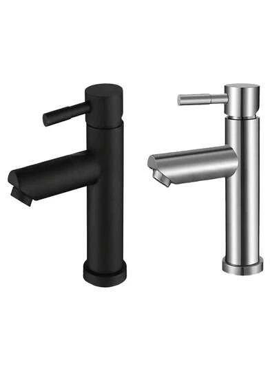 1个黑色不锈钢单孔冷热水浴室洗手盆龙头