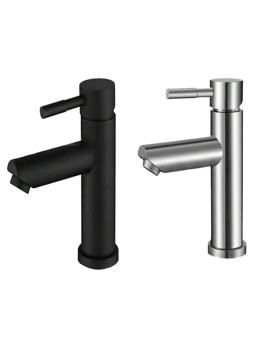 1个黑色不锈钢单孔冷热水浴室洗手盆龙头 - 彩色 - 查看 1