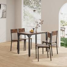 Living And Home 5 Piece Space Saving Dining Table And Chairs Set 4 Seater E1 Grade Particleboard Iron Adjustable Feet Easy Clean For Kitchen Living Room - Black + Dark Brown - View 1