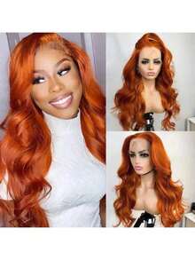 34 Inch Glueless Wigs Human Hair Pre Plucked #350 Ginger Orange 13x4/13*6 HD Lace Front Wigs Human Hair Glueless 200% Density Body Wave Lace Front Wigs Human Hair With Baby Hair - S350 - 查看 11