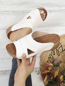 Women's Comfortable High Heel Open Toe Elegant Sandals, Fashion Platform Sandals - White - View 7