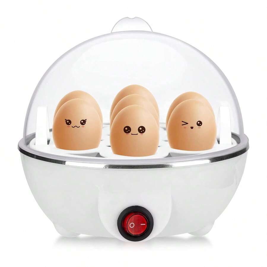 2 En 1 Vaporera Electrica De Verduras Y Hervidor De Huevos Portátil Multiusos Apagado Automatico Domestico Cocedor de Huevos Practico y Rapido Para Desayunos - Blanco - Ver 1