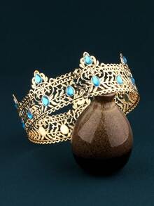 Corona dorada vintage estilo barroco, accesorio unisex para cumpleaños de adultos, boda, fiesta, actuación, novia, tiara, coronas, corona de disfraz, guirnalda para el cabello, corona de flores - 107T - Ver 11