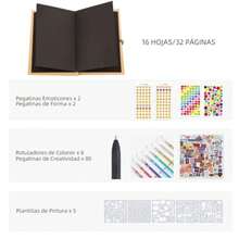 CYPNÁlbum de FotosScrapbook con 84 Pegatinas 8 Bolígrafos de Colores 5 Plantillas 1 Fijo Álbumes de Recortes de Bricolaje para Regalos de Cumpleaños Navidad Parejas Aniversarios de BodaFashion - 224159688 - Ver 3