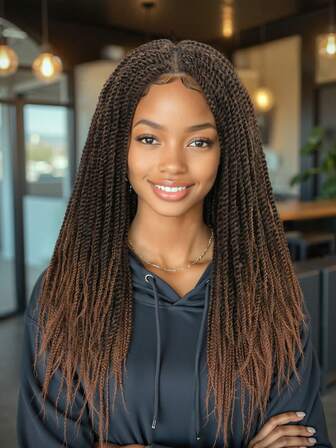 渐变棕色编织假发，双层全蕾丝编织假发，带婴儿发，轻盈透气耐热，适合日常佩戴