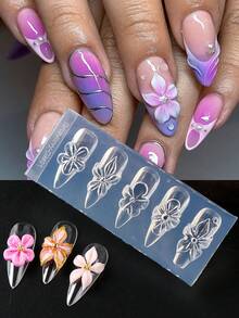 1 khuôn khắc silicon 3D hình mùa xuân duyên dáng, 5 khuôn dập nổi họa tiết hoa, khuôn dập móng nghệ thuật tự làm, dụng cụ và vật tư làm móng. - Trong sáng - Xem 2