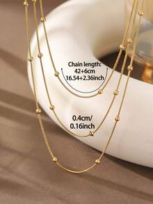 Cring Coco 1 pièce Collier en acier inoxydable 304 de forme géométrique avec design de faux perles, élégant et vintage. Cadeau élégant pour la fête des mères, la Saint-Valentin et pour une tenue quotidienne - Doré - Voir 3