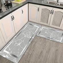 Or  Marble Pattern - Soft Adhesive Backing (Suitable For &), Machine-Washable Rectangular Mat, Modern // Marble - Lightweight Polyester (15.75x23.62inch/19.69x31.5inch/17.72x47.24inch) - White - View 6