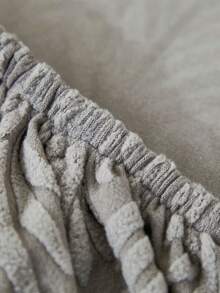 1件灰色叶子图案毛绒弹力沙发套（含1个枕套），北欧现代风格涤纶防尘防滑加厚沙发套，适用于1/2/3/4人沙发，尤其适合秋冬季沙发装饰 - 深灰色 - 查看 9