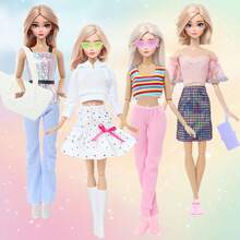 16 Pieces 11.5 Inch Doll Clothes Including 4 Sets Outfits And Dresses And 11 Pieces Accessories, Colorful Casual Style, Party Outfit, Doll Dress Up Game Toys Birthday Gift Christmas Stocking Stuffers(Doll Not Included) - Multicolor - View 3