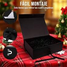 Juego de Cajas de Regalo, Con Caja de Regalo(38x28x12 CM) + Bolsa de Regalo + Cinta + Tarjeta de Felicitacin + Rafia, Perfecto para Navidad, Ao Nuevo, Bodas, Cumpleaos (Rosa) - rosa - Ver 5