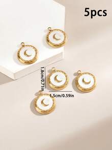 5 Pieces Stainless Steel DIY Jewelry Pendants, Stylish Moon And Sun Pendant Necklace Bracelet Accessories - Pendant 01 - View 7