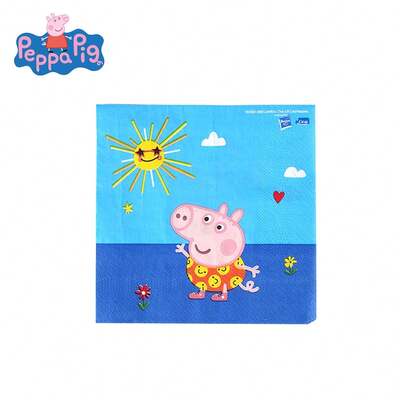 Hasbro Khăn giấy dùng một lần chính hãng in hình hoạt hình "Peppa Pig", 20 tờ, khổ 6,5 inch, thích hợp cho các buổi tiệc sinh nhật, lễ hội, dã ngoại, họp mặt gia đình và các dịp khác.