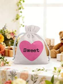 Customized Text, Red/Pink Heart Design Candy Drawstring Bag, Fashion Gift Packaging Bag, Reusable, Suitable For Valentine's Day/Wedding/Birthday Party, Friend Gift Exchange Packaging Bag - Multicolor - View 8