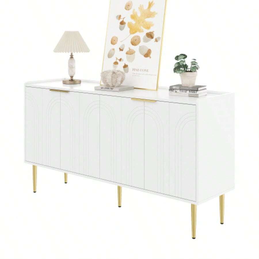 Modern And Simple Anrichte Moderne Sideboard Schrank Anrichte Stauraum Buffet Wohnzimmer Set,140L X 38B X 75H(Cm) - White - View 1
