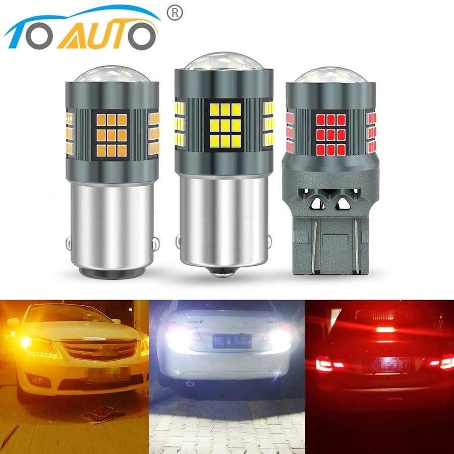 TOAUTO 2 piezas Bombilla LED 1156 BA15S P21W 1157 BAY15D P21/5W, 1156 BAU15S PY21W 7440 7443 W21W, Bombilla de luz de señal de giro de automóvil 12V amarillo rojo blanco - A - Ver 1