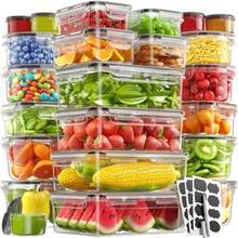 STABLO 48pcs/Set Food Storage Box Set, Fresh-Keeping Box, Easy To Fix Lid (24 Lids+24 Containers) - Sealed Plastic Container, Suitable For Pantry, Travel, Outdoor Picnic, Kitchen Tidying, Including Labels And Markings - 黑色 - 查看 11