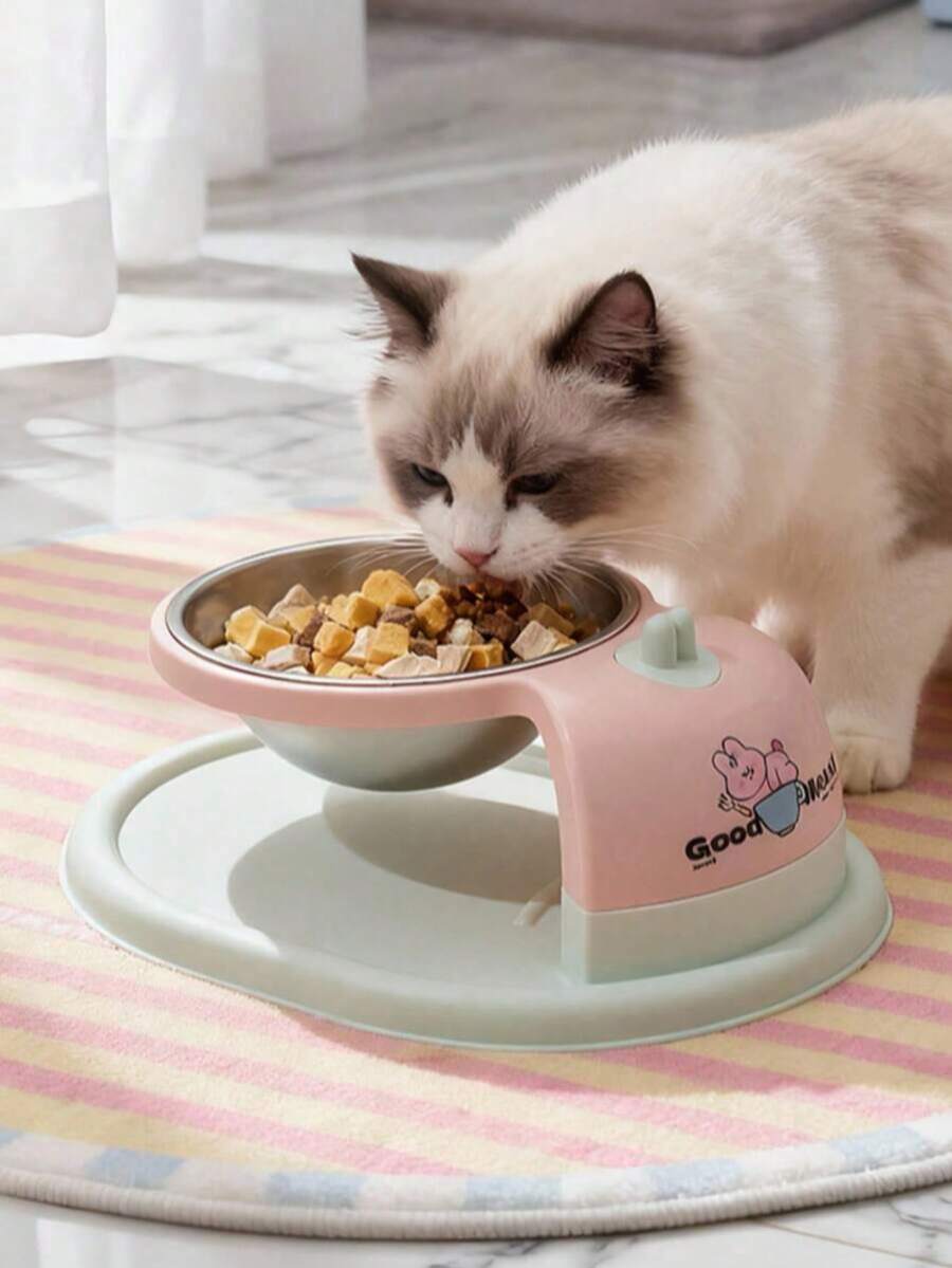 1pc Cat Bowl Stand, Ergonomic Design Raised Pet Bowl To Protect Neck, Anti-Spill Pet Feeder, Detachable Material, Suitable For Dog & Cat Dry And Wet Food, Easy To Clean - Single Bowl - View 1