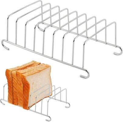 Toast Rack, 8 Slice Bread Holder Air Fryer Accessories Organizer, Stainless Steel Toast Rack Baking Tools Accessories Cooling Racks(COLOR:Silver 1 Pc)