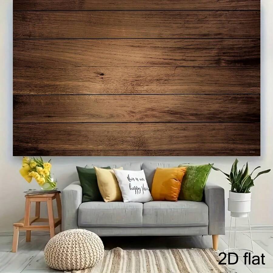 Retro Wooden Wall Background Fabric – Polyester Fiber Photography & Party Decor Fabric – No Electricity Required – Available In Multiple Sizes, Perfect For Festival Party Decor Banners, Suitable For Various Scenarios And Sizes. - Multicolor - View 1