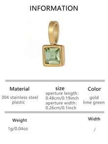 VJS 1pc Colorful Cubic Zirconia Pendant, 18K Gold Plated Stainless Steel, Birthstone Necklace DIY Accessory - Multicolor - View 16