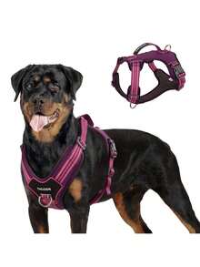 中/大型犬战术胸背带，带手柄和牵引绳扣，可调节反光带，便于训练和遛狗时控制 - 彩色 - 查看 8