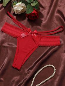 6pcs Plus Size Women Lace Patchwork Sexy Thong Panties, Shapewear Briefs - Multicolor - View 3