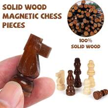 Juego de ajedrez magnético para viaje, tablero de ajedrez de madera magnético de 12 pulgadas con 2 reinas extra, tablero de ajedrez plegable para almacenamiento y juegos para adultos, juego de ajedrez vintage - Juegos de mesa familiares, Juegos educativos - Multicolor - Ver 4