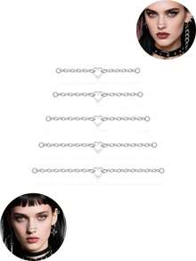 5件装鼻链穿孔不锈钢鼻环，横跨鼻梁，心形双鼻孔鼻梁饰品，男女通用，镀银，尺寸：32/35/40/45/50毫米 - 銀色 - 查看 12