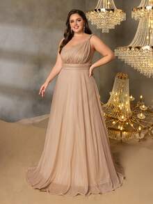 Faeriesty Abito da sera elegante monospalla a-line da donna taglie forti, con decorazione a volant, design asimmetrico a balze, adatto per grandi celebrazioni e feste - Champagne - Visualizzare 6
