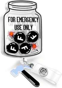 Plifal Badge Reel Holder Clip - Funny Bombs Black Retractable ID Name Card Badge Reel With Charm Alligator Clip, Office Nurse Nursing Medical Worker Student Accessories Gifts - ColorE - 查看 1