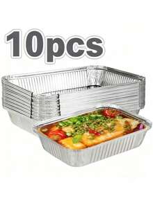 5/10/20pcs Heavy-Duty Aluminum Foil Boxes - Non Stick, Disposable Breadboard, Suitable For Baking, Baking, Grilling, Steaming, Holiday Cooking - Very Suitable For Foods Such As Egg Tarts And Cakes - Essential Kitchen And Baking Supplies, Back To School Season, Party And Holiday Essentials, Decorations, Kitchen Supplies, Outdoor Supplies, Picnic Travel Essentials, Very Convenient - Silver - View 12