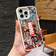 Marvel Patterned Phone Case, Iron Man, , Hulk, Thor, Hawkeye, Black Widow, Thanos, Avengers. Compatible With IPhone 17 ProMax, 17Pro, 17Air, 16, 15, 14, 13, And 12 Pro Models, With Shockproof Protection. A Unique Gift For Marvel Fans, Friends, Birthdays, Holidays, And Special Occasions. Great Gift Option For Anyone Who Loves Superheroes. - 白色 - 查看 2