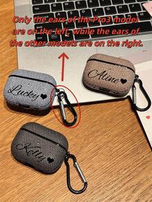 [Customized]Personalized Initials Letters Customize Fabric Pattern Earphone Case Earphone DIY Case Compatible With 1 2 3 4 Pro 2 Pro 3 Luxury Cover Perfect Gift For Birthday Present, Christmas Gift, Halloween Gift