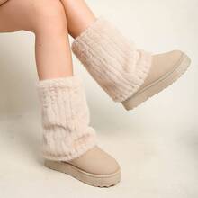 Botas Deportivas De Ocio Para Mujer Con Forro De Felpa Para Decoración Del Hogar. - Màu be - Xem 5