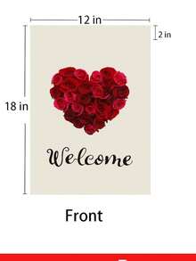 Valentines Day Garden Flag, 12*18 Inch Vertical Double Sided Valentine Rose Heart Welcome Flag For Outside Yard Anniversary Wedding Farmhouse, No Flag Pole - Multicolor - View 3