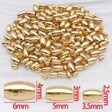15颗18K镀金米粒珠，小椭圆橄榄形，光滑无缝，散装金属隔珠连接器，适用于珠宝制作、手链、项链、DIY工艺品配件