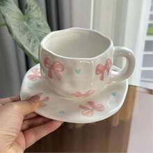 Tasse en céramique peinte à la main avec soucoupe, tasse à café, tasse à thé pour la maison/le bureau, convient pour le jus, le lait, le café - cadeau d'anniversaire et de fête, cadeau pour la famille, cadeau pour lui, service de tasses à café en céramique - Choix multiple - Voir 7
