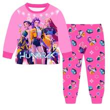 2pcs K-Pop Girl Group Pajama Set, Long Sleeve Sleepwear Top + Pants, Ages 6-10 - Purple - View 5