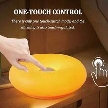 1 đèn bàn LED hình bánh donut màu cam, đèn trang trí không gian cắm trại, công tắc cảm ứng - điều chỉnh độ sáng 3 màu, chao đèn ABS, thích hợp cho phòng ngủ, phòng khách, phòng ăn, văn phòng, trang trí nhà cửa, độ sáng có thể điều chỉnh. - Nhiều màu - Xem 10