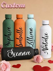 1pc Customized Double-Layer Stainless Steel Coffee Cup/Soda Bottle, Sports Insulated Water Bottle, 500ml/17oz Personalized Name Cup, Multiple Colors Available, Suitable As Back To School, Holiday And Birthday Gift For Boys And Girls