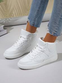 2026 New Women's White High-Top Casual  Boots, Work Boots ,Winter Boots,Waterproof Hiking Boots, High-Cut Lace-Up Boots, Outdoor Shoes, Festival Gift, Birthday Gift,Couples,Valentine's Day Gift - 白色 - 查看 5