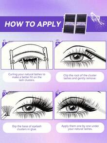 640/544/280 Clusters D Curl Manga Eyelash Set, Customized DIY Single Cluster False Eyelashes 10-16mm, Fluffy Dense 3D Russian Mink Fur Eyelashes, Dramatic Messy Makeup Effect, Portable And Easy To Use, Suitable For Daily, Cosplay, Stage Makeup - 黑色 - 查看 6