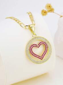 1pc Minimalist Luxury Round Heart Pendant Necklace, Suitable As Gift For Friends, Family, Best Friends, Gold Jewelry, Can Be Used As Valentine's Day Gift