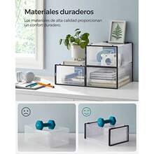 SONGMICS Cajas de Zapatos Plástico Juego de 18 Organizadores de Almacenamiento Caja Zapatero Plástico Plegable y Apilable para Zapatillas hasta talla 44 Transparente y Negro MLSP18SBKV1 - Negro transparente - Ver 7